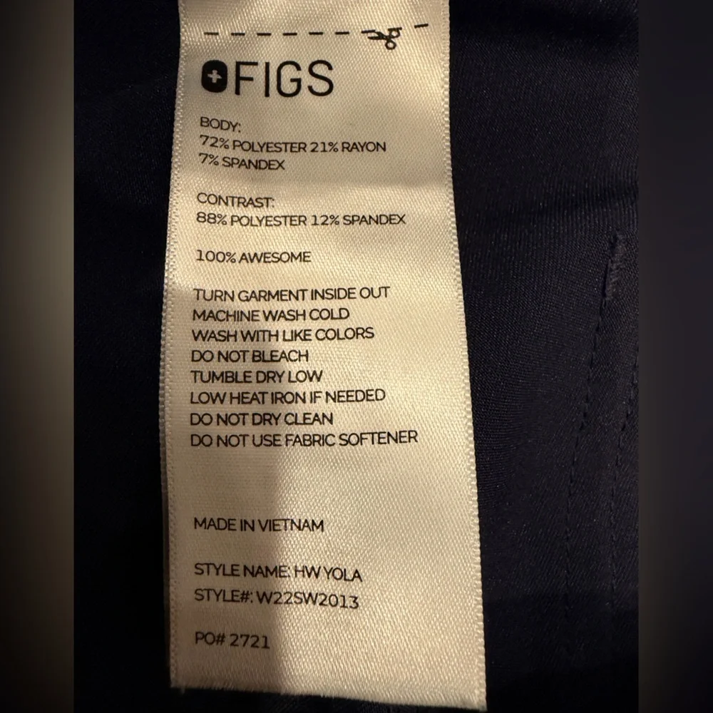 FIGS Technical Collection Scrub Pants Women's Small‎ Navy Drawstring Stretch